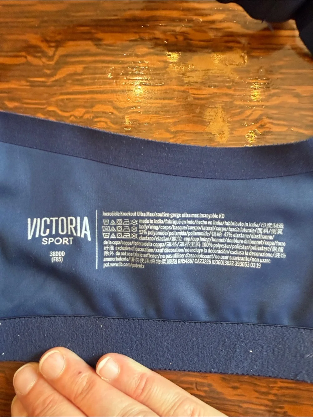 Victoria Sport  Deep Blue Front-Zip High Support Sports Bra 38DDD